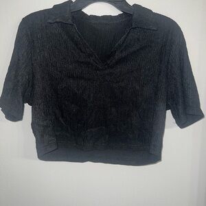 Black Women's Cropped Shirt & Skirt